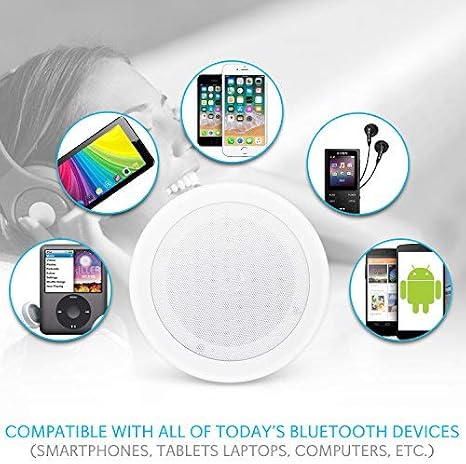 Pyle Pair 8 Bluetooth Flush Mount In-wall In-ceiling 2-Way Universal Home Speaker System Spring Loaded Quick Connections Polypropylene Cone Polymer Tweeter Stereo Sound 250 Watts (PDICBT852RD)