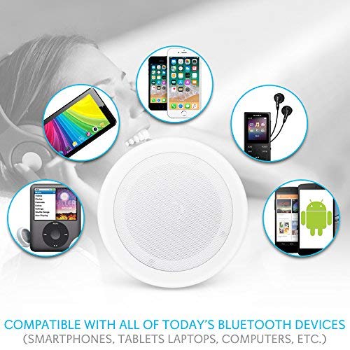 Pyle Pair 8" Bluetooth Flush Mount In-wall In-ceiling 2-Way Universal Home Speaker System Spring Loaded Quick Connections Polypropylene Cone Polymer Tweeter Stereo Sound 250 Watts (PDICBT852RD) by Pyle - Image 5