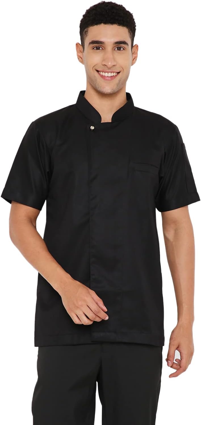 Associated Uniforms Premium Plain Half sleeve Chef Coat (Chef Jacket - Smart Fit) (S-36, BLACK)