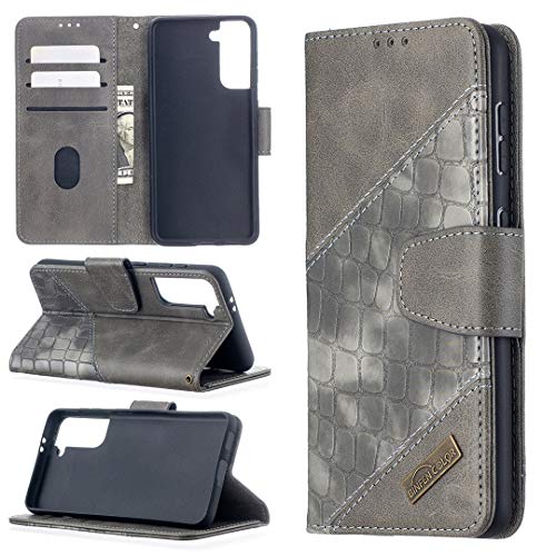 Coque Samsung S21 en cuir PU premium solide couleur gris épuré