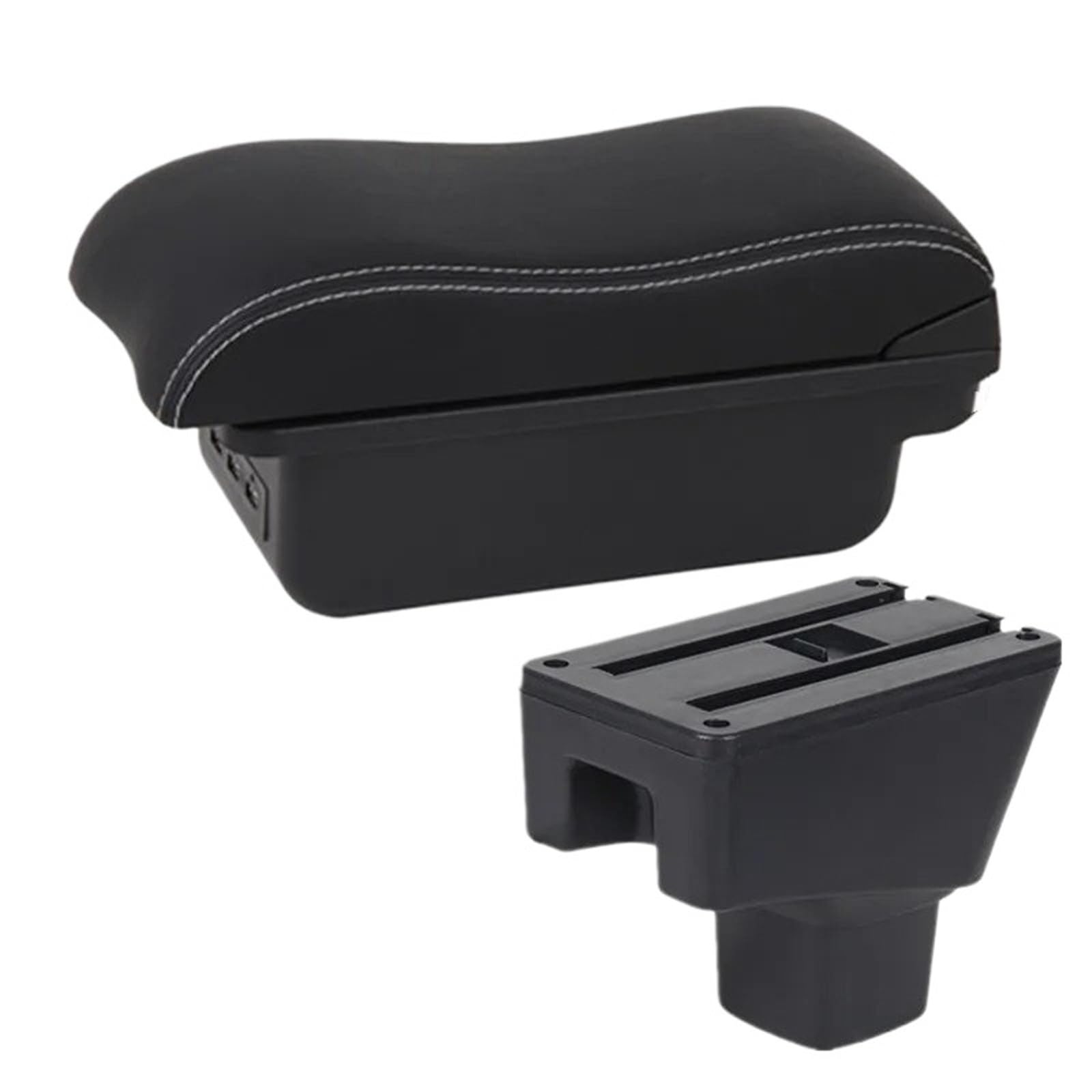 NOKRGQW Car Armrest Box For SUZUKI For SX4 Car Armrest Curved Surface Leather Storage Box Dedicated Retrofit Accessories(B3 white line 3USB)