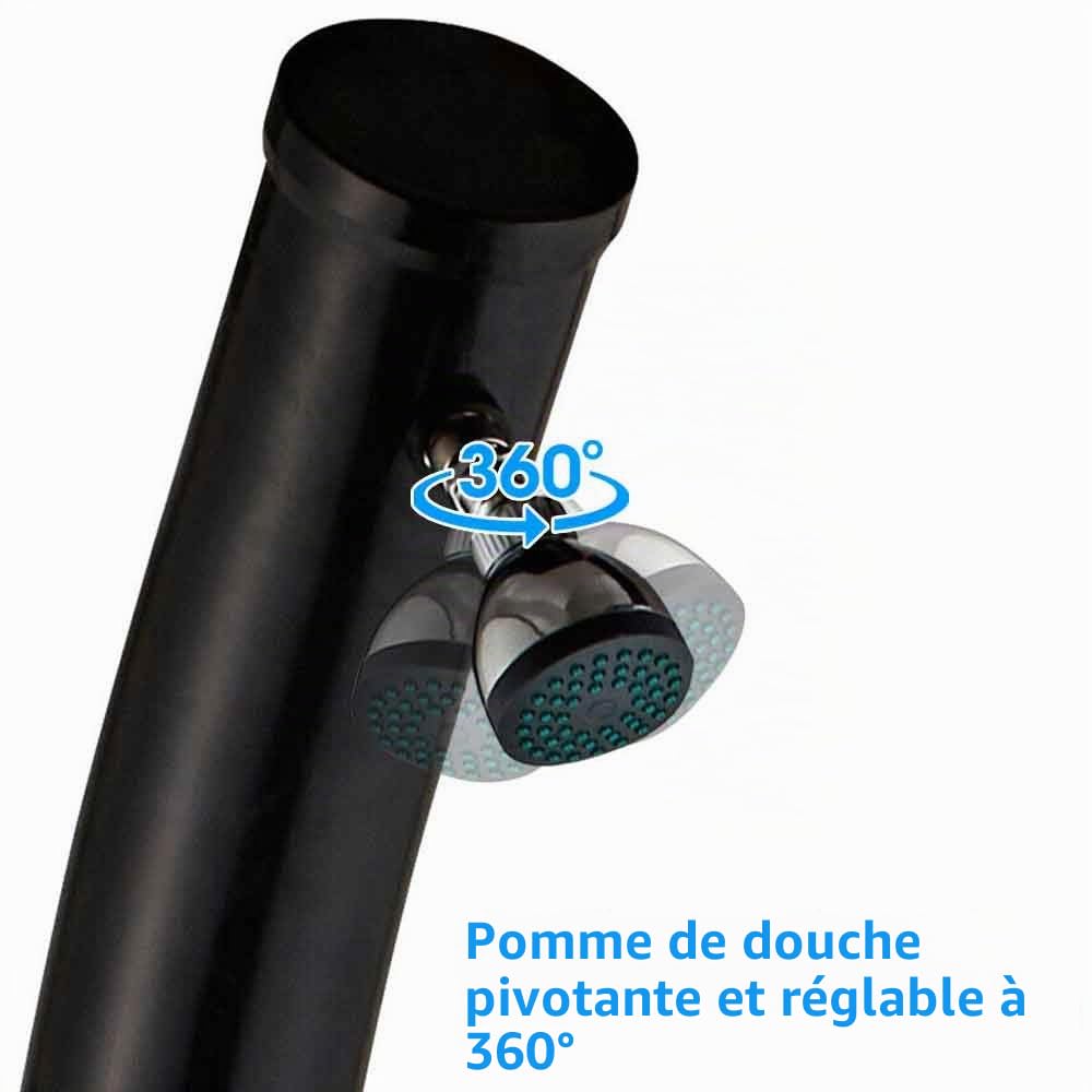 BAKAJI Douche Solaire pour Jardin, Piscine, extérieur, Camping, réservoir 20 l avec pommeau réglable, mélangeur d'eau Chaude, raccord Tuyau de Jardin, Dimensions 214 x 11,5 x 11,5 cm