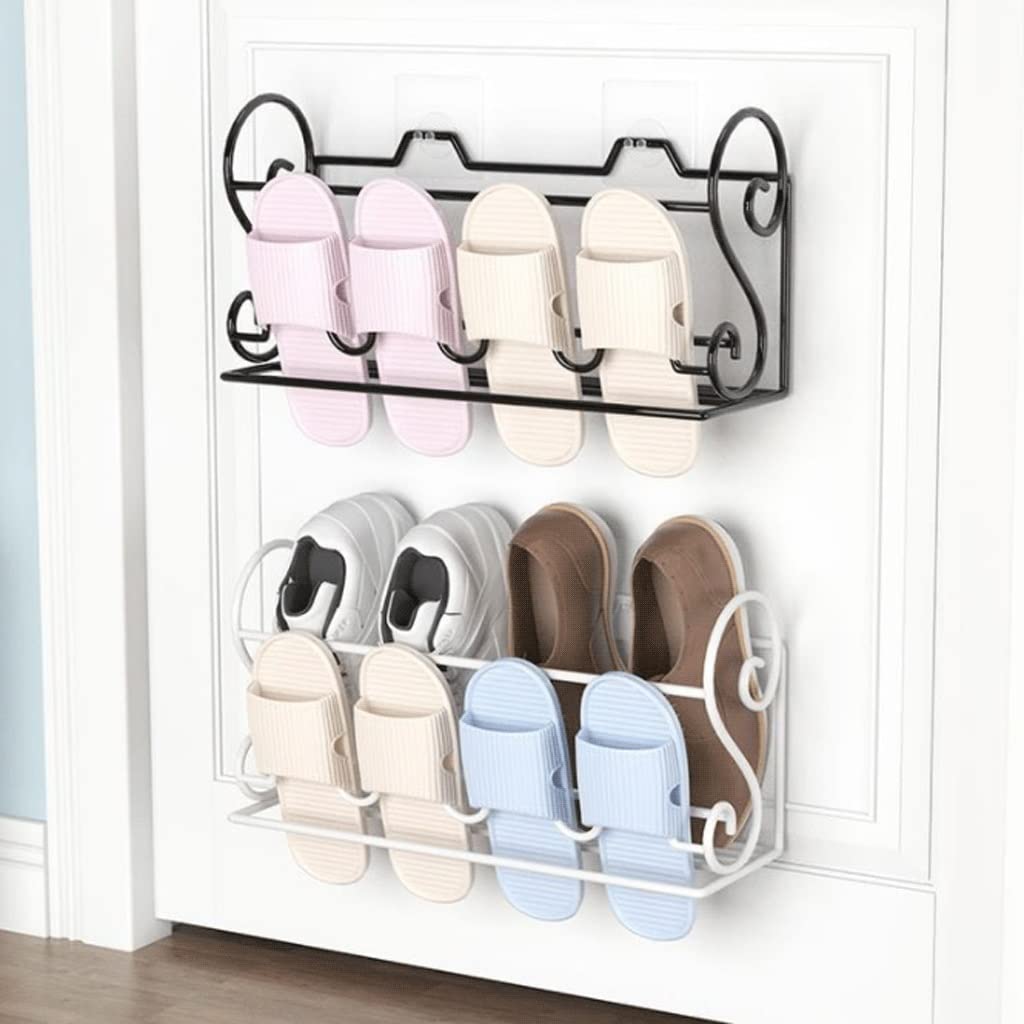 Zapatero de Metal de Pared, Organizador, Estante Colgante para Guardar Zapatos, Ahorra Espacio, para Colgar sobre la Puerta (43 cm, Negro)