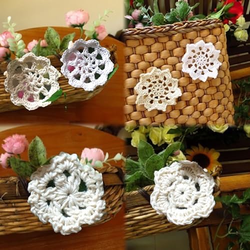 Mini doilies de ganchillo hechos a mano en algodón blanco para detalles de costura premium 5
