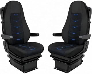 Generisch Seat Covers For Volvo FH FH4 FH5 Protective Covers For Volvo AERO, Alcantara + Leather Set For Driver Seat & Passenger Seat Truck Accessories Truck (Blue Stitching)