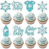24 piezas de It's a Baby Copo de Nieve Decoración para Tartas Oh Bebé Copos de Nieve Cupcake Toppers Invierno Hielo Nieve Temática Decoración para Niños Cumpleaños Fiesta Pasteles Decoraciones Azul