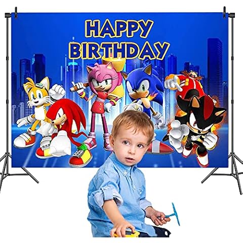 rosepartyh Birthday Decoration Sonic The Hedgehog Backdrops Sonic Photography Backdrops Children Happy Birthday Party Banner for Kids Sonic Hedgehog Birthday Party Decor Cover