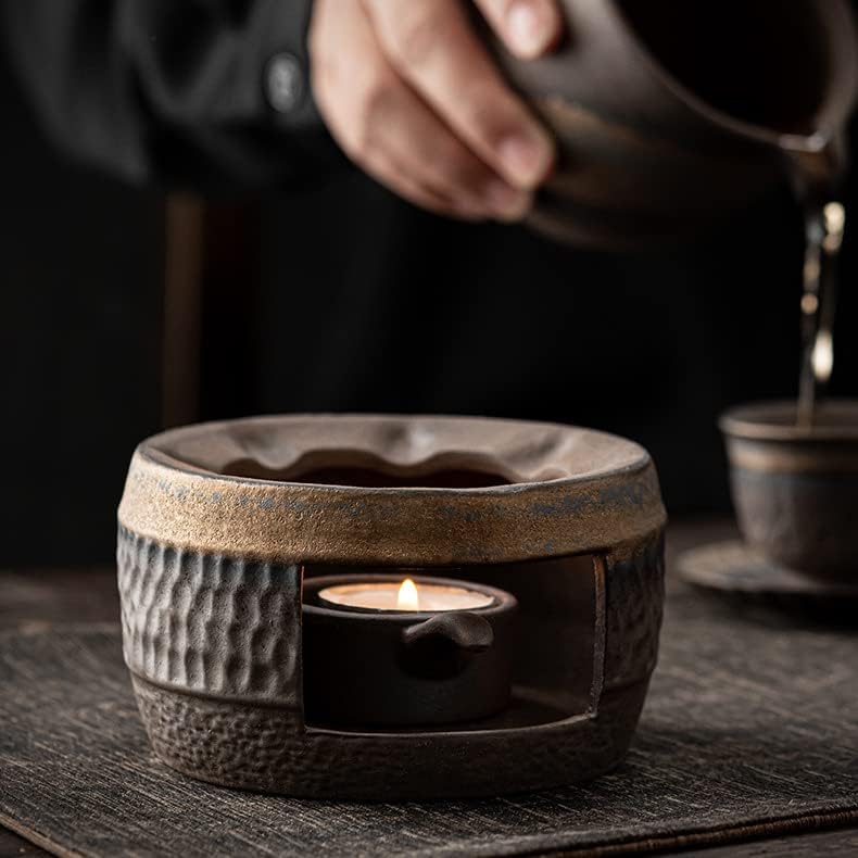kkekos Clay Ceramic Teapot Warmer with Candle Holder Stand Japanese Vintage Tea Heater Tea Stove Warmer Wax Melt Warmer (TYPE2)