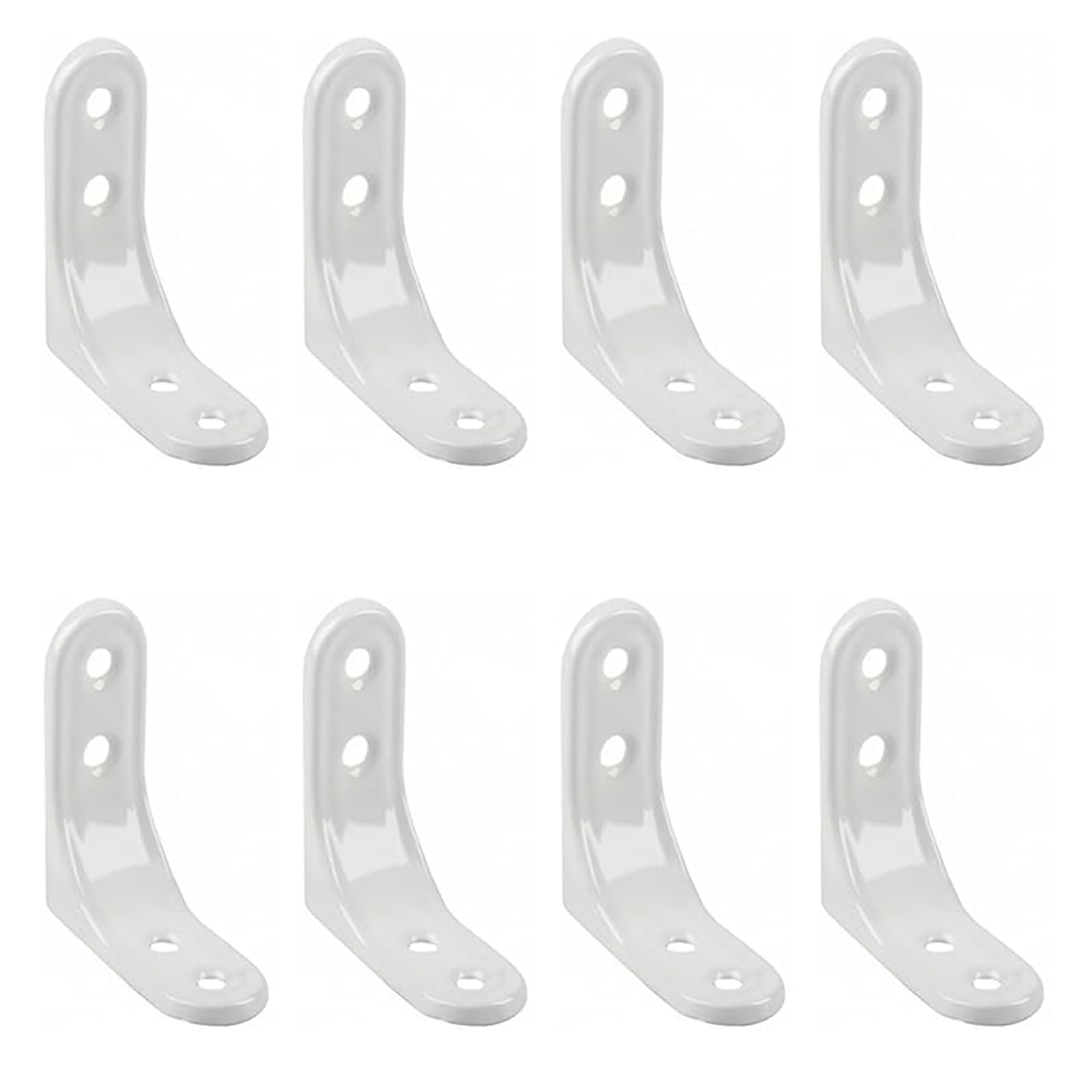8PCS White L Shaped Shelf Brackets with Screws for Small Shelves