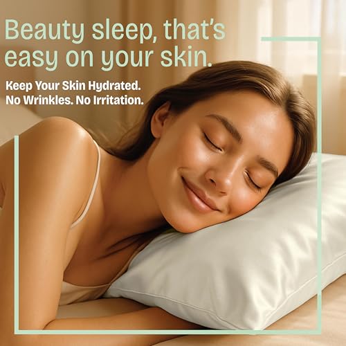 Image of BLISSFORD Satin Pillowcase with Zipper, for Hair and Skin Care, Feels Soft and Cool Like a Silk Pillowcase, Satin Pillow Cases 2 Pack, Slik Pillow Cover, Ivory - Queen Size, Set of 2