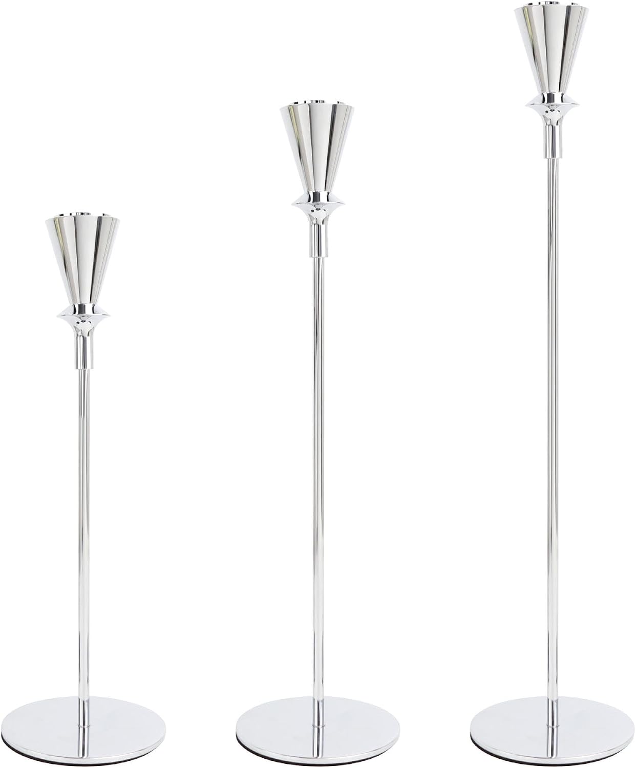 Amazon.com: Silver Candlestick Holders Set of 3 Vintage Taper Candle ...