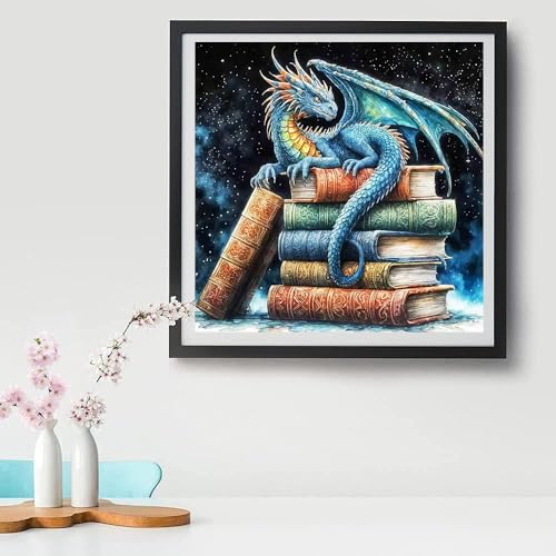Image of Dragon Book Cross Stitch Kits for Adults - Embroidery Kits for Beginners Adults,11 CT Patterns Dimensions Counted Cross Stitch Kits for Adults Arts Craft 13.8x13.8 inch