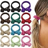 12Pcs Chinese Knot Scrunchies High Elastic Hair Ties No Damage Ponytail Holders Elastic Rubber Band Hair Ropes Stretchy Thickened No Crease Hair Ties Knot Ball Hair Accessories for Women Girls