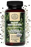 NATÜRLICHES ANTIOXIDANS: Wir von Scheunengut legen besonders hohen Wert auf die Herkunft der Rohstoffe. Resveratrol hochdosiert ist mit 500mg Extrakt optimal dosiert für die tägliche Anwendung.
