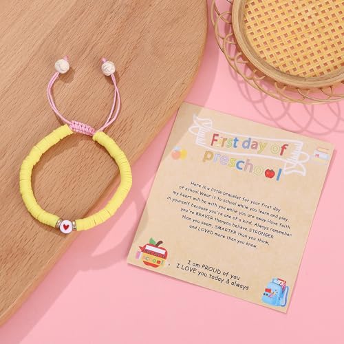 Image of First Day of Preschool Bracelet Back to School Gifts for Kindergarten / Preschool / School Gift Mama and Mini Adjustable Mother Daughter Bracelets as Supplies for Girls to Relieve Study Anxiety
