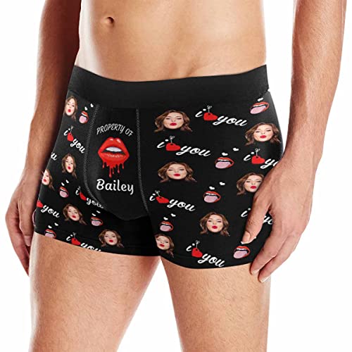 Customized Boxer Briefs for Men Property of Underwear Personalized Funny Wife Face Shorts for Husband Gag Gift4