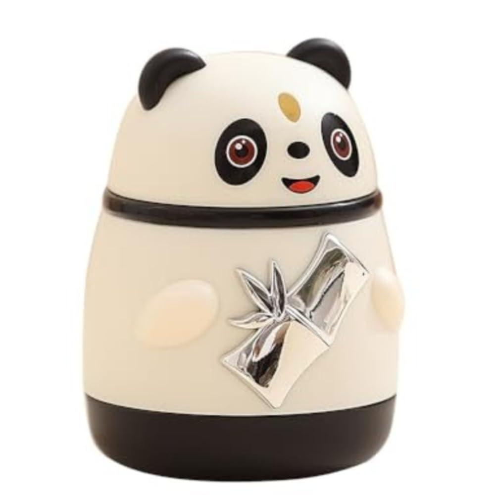 Lanqeaor White Panda Toothpick Holder With Push Dispensing Design, Covered Dispenser For Kitchen, Dining Table And Countertop Use, Cute Plastic Box, Brown (White)