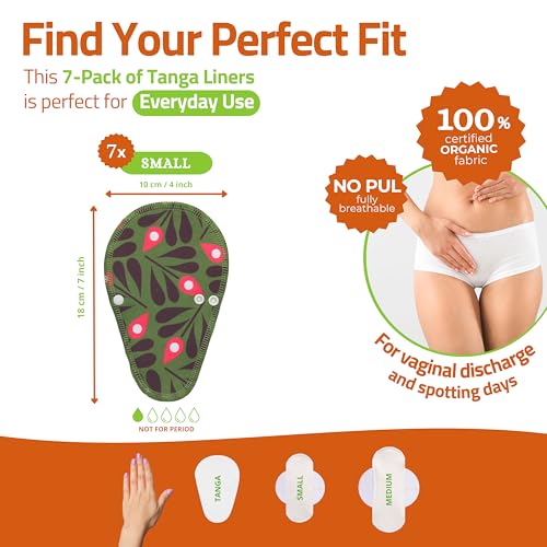 Image of Organic Cotton Reusable Panty Liners for Women & Teens (Thong, 7 Pack)