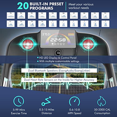 Image of Goplus 4.75HP Folding Treadmill with 15% Auto Incline, Electric Superfit Treadmill w /Voice and APP Control, 20 Preset Programs, LED Touch Screen, Walking Jogging Running Machine for Home Office