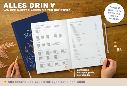 Eine der Guten Lehrerkalender 2026/2027 A4 Softcover – Lehrerplaner Schuljahr 2026 2027 | Leseband, Notenlisten & Klassenlisten | nachhaltig, FSC-Papier, klimaneutral | Blau mit Blumen