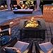 Yaheetech Outdoor Fire Pit 81cm Square Fire pits 3-in-1 Heat-resistant Metal Garden Stove for Barbecue, Heating, Cooling Drinks with Cover & Poker, Black