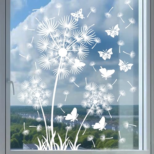 FINEASY 2 Stück Pusteblume Fensterbilder, Fensterbilder Selbstklebend, Pusteblume im Glas, Fenstersticker für Wohnzimmer Bad Küche Fensterdeko (Weiß) FINEASY 2 Stück Pusteblume Fensterbilder, Fensterbilder Selbstklebend, Pusteblume im Glas, Fenstersticker für Wohnzimmer Bad Küche Fensterdeko (Weiß)