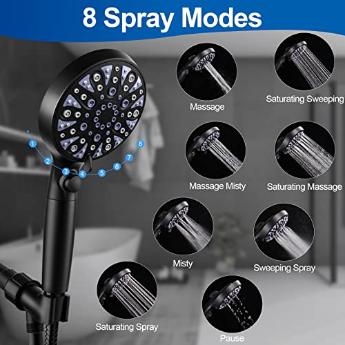 Handheld Shower Head With Removable Filter, High Pressure 10-Mode Showerhead With On/Off Pause Switch, 15 Stage Water Softener Filters For Hard Water Remove Chlorine, Meet Cupc And Cec Certification #TOP1
