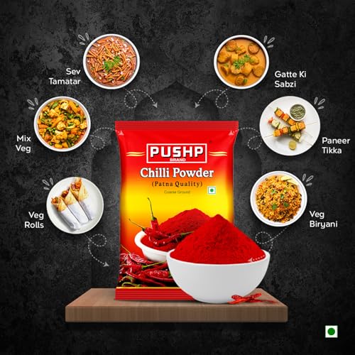 Image of Pushp Brand Chilli Powder 100g (Pack of 10) - Neutral Spicy Red Chilli Powder