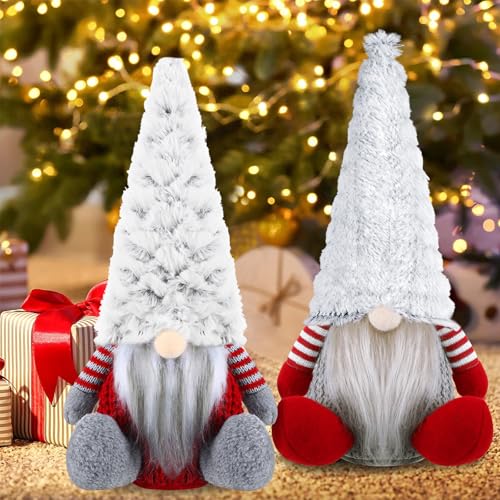 TEWWCEO Pacote de 2 gnomos natalícios, gnomo de peluche para decoração natalícia, gnomo de Natal 29,5 cm de altura, peluche gnomo natal, ornamentos natalícios para casa