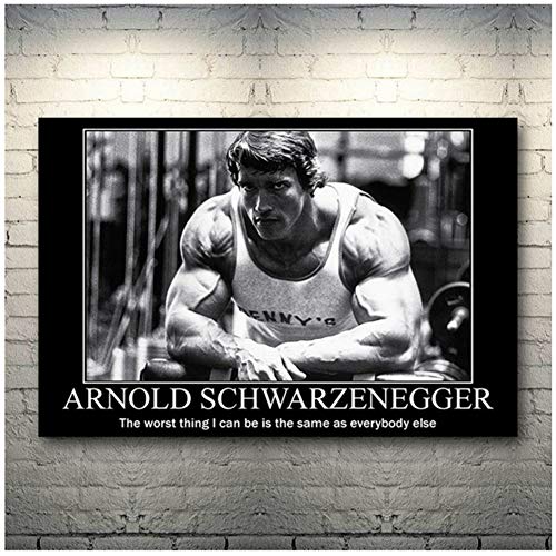 Arnold Schwarzenegger Bodybuilding Motivational Poster Print Gym Room Fitness Sports Print on canvas / 60X80cm-No Frame Cover