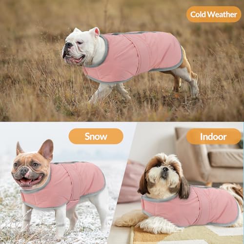 Image of Queenmore Winter Coat, Fleece Puffer Down Vest, Cold Weather Pet Jacket, Waterproof Reflective Reversible Sweater Clothes for Small, Medium and Large Dogs (Light Pink, XL)