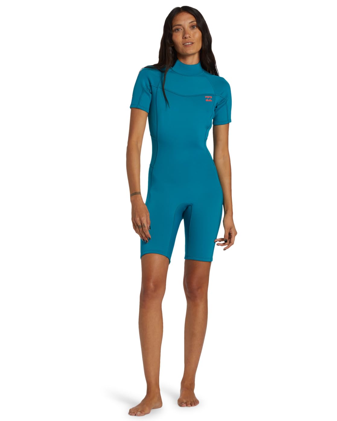 Billabong Traje de Neopreno Corto de Aluminio de 2 mm con Cremallera Trasera para Mujer, Color Marino, retención con una combinación de Alta Elasticidad