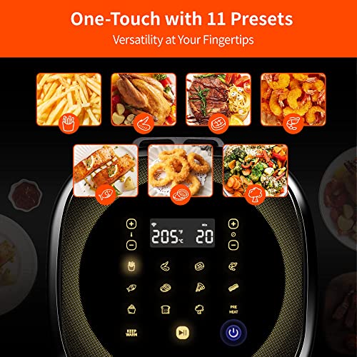 Ultenic K10 Airfryer 5L, Smart Air Fryer met 11 Programma's, Heteluchtfriteuse met Aanraakscherm, Online Recepten, Voorverwarmen en Warmhouden, BPA PFOA vrije Non-Stick Mand, 1500W, Wifi, Alexa - Afbeelding 3