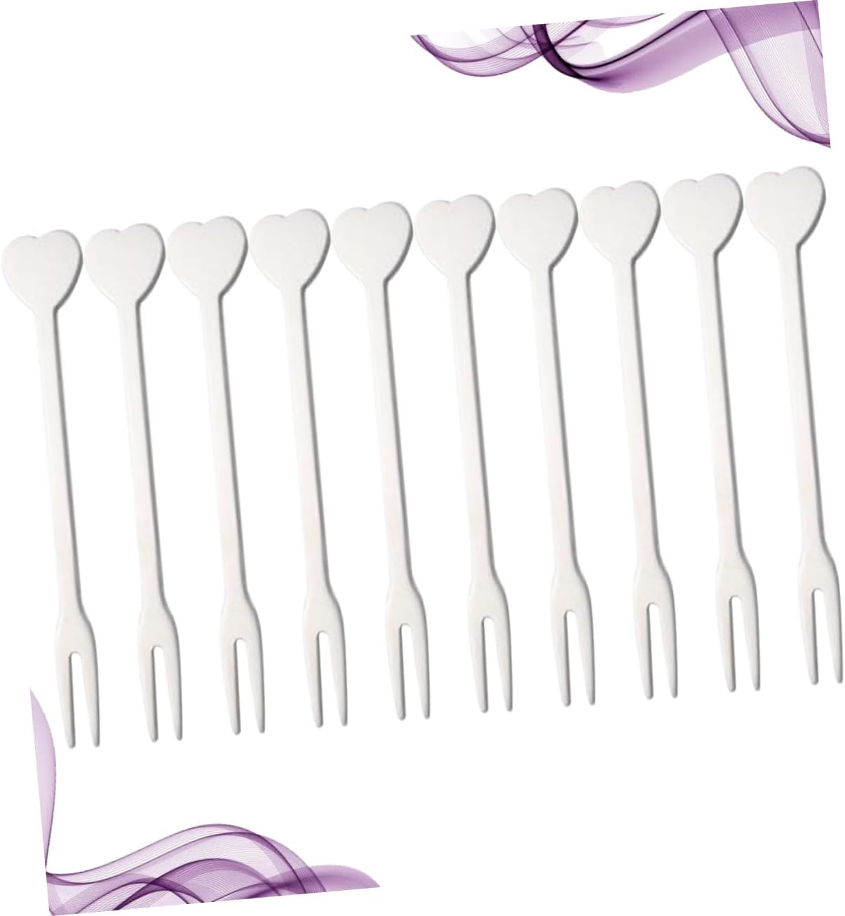 SOLUSTRE 3sets Stainless Steel Heart Fruit Forks Dessert Forks Cake Party Supplies Wedding Decorations 10pcs*3