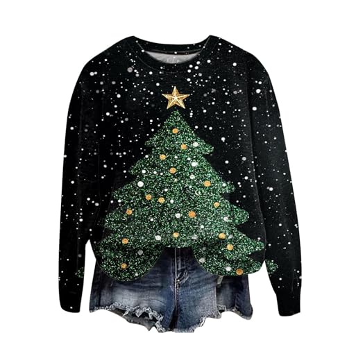 Sweatshirt Femme Pull-Over Noël Vert Clair M pour Style Décontracté
