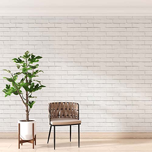 Image of DWELLSINDIA White Bricks Moroccan Pattern in Grey Self Adhesive Wallpaper Peel & Stick, Waterproof, Scratch Resistant, Laminated (Grey, 41X244 cm, Textured)
