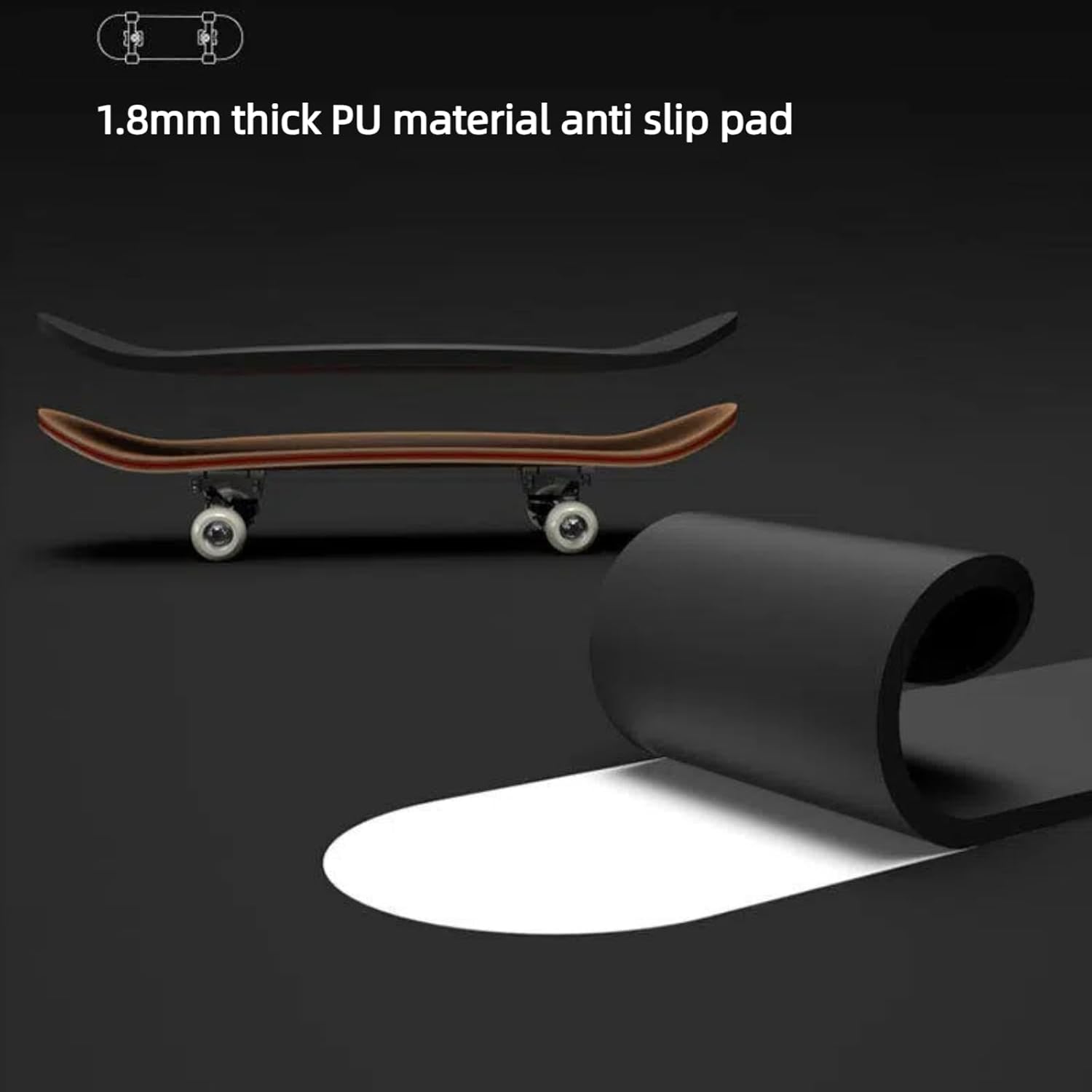 Professional Finger Skateboard, Mini Finger Skateboard for Kids & Adults, Alloy Maple Wooden Skate Finger Board Skateboards Toys, Professional Fingerboards for Tricks Training & Gifts (Black)