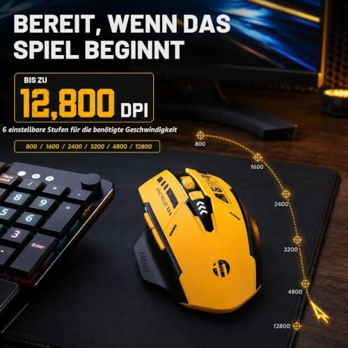 inphic A9 Kabellose Gaming‑Maus, wiederaufladbar, 12800 DPI, RGB – Ansicht 2