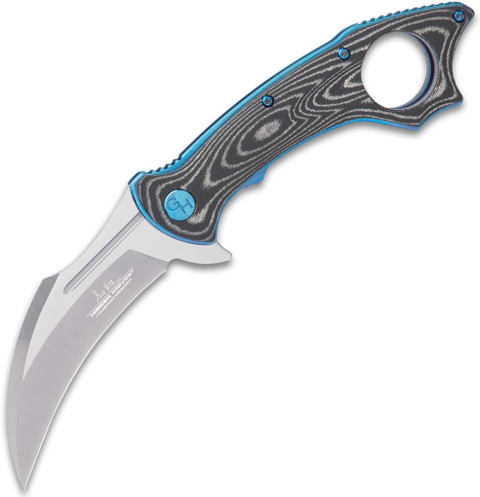 Gil Hibben Warbird Folding Karambit Knife | Small Tactical Knife | 4.75” When Closed to Fit in Pockets | Stainless Steel Blade | Open-Ring Pommel | Micarta Handle Scales