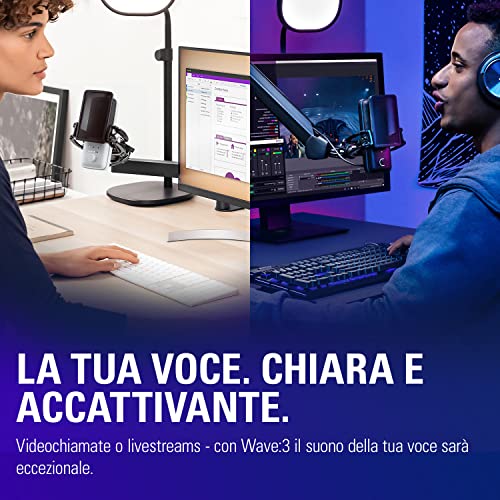 Wave:3 White, microfono condensatore USB premium per streaming, podcast, gaming e home office, software di mixaggio gratis, plug-in per effetti audio, anti-distorsione, plug ’n play, Mac, PC - Microfono streaming - Immagine 7