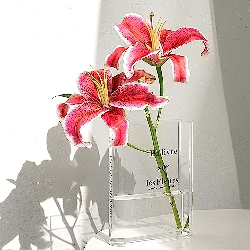 Mydhall Book Vase for Flowers Aesthetic Room Decor/Acrylic Clear Book Vase for centerpieces/Flower Vase Bookshelf Decor for Floral Arrangement Housewarming Gifts