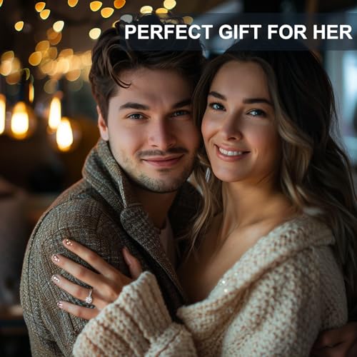 Moissanite Rings for Women D Color VVS1 Clarity Round Brilliant Cut 925 Sterling Silver Moissanite Wedding Band Engagement Rings for her with Certificate (Adjustable)2