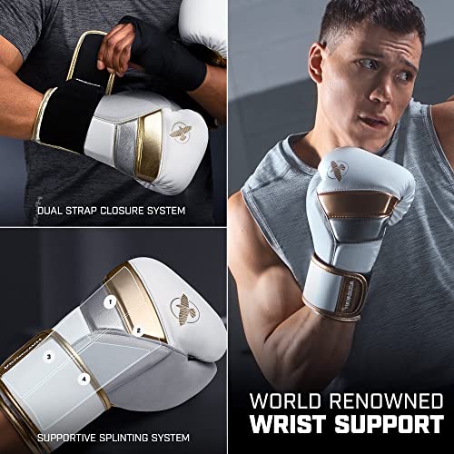 Image of Hayabusa T3 Boxing Gloves - Sparring - White /Gold, 14oz | Sparring Gloves, Muay Thai Gloves, Kickboxing Gloves, Heavy Bag Gloves, Boxing Gloves for Men and Women, Boxing Gloves
