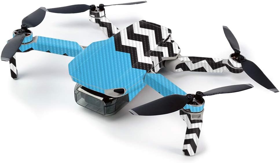 MightySkins Carbon Fiber Skin for DJI Mavic Mini Portable Drone Quadcopter Carbon Fiber Skin - Baby Blue Chevron | Protective, Durable Textured Carbon Fiber Finish | Made in The USA