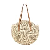 ♥ Este gran bolso de hombro trenzado circular tiene correas de hombro que te permiten llevarlo a la espalda o levantarlo con la mano.