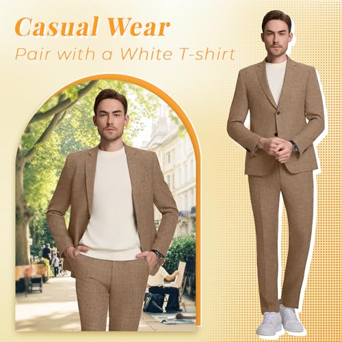 Men Suits Lightweight 3 Piece Slim Fit 2 Button Blazer Vest Pants Suit Sets Casual Men Wedding Suits Prom Tuxedo3