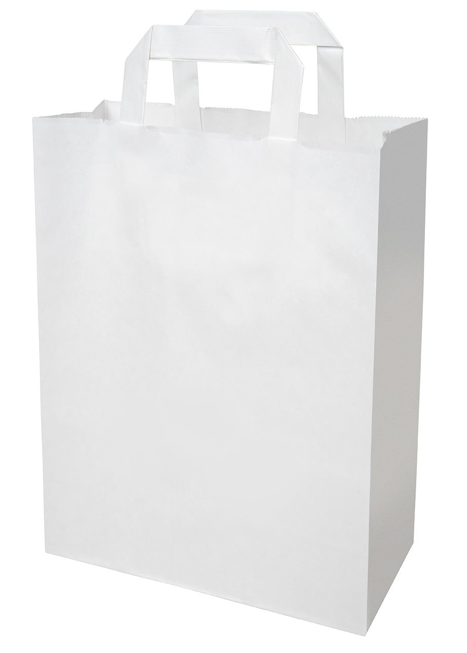 250 Papiertragetaschen in weiß 22+10x28 cm - good4food