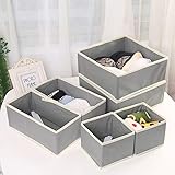 COMBI INTELIGENTE: Este set consta de 2 cajas cuadradas grandes (28 x 28 x 13 cm) así como 2 cajas rectangulares medianas (28 x 14 x 13 cm) y 2 cajas cuadradas pequeñas (14 x 14 x 13 cm). Encajan perfectamente en los cajones, en el estante, en la mesa de la oficina o debajo de su cambiador.