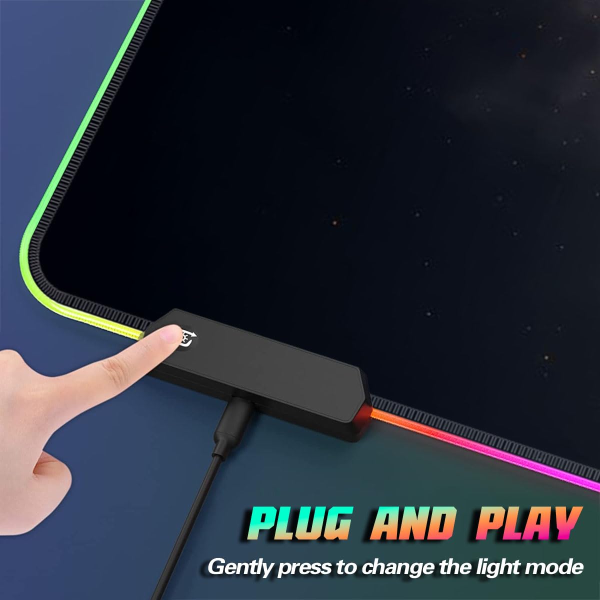 Tappetino per mouse RGB da gioco, 14 modalità, LED luminosi, extra large, tappetino per mouse espanso, base in gomma antiscivolo e superficie impermeabile, tappetino per mouse extra tastiera, leone