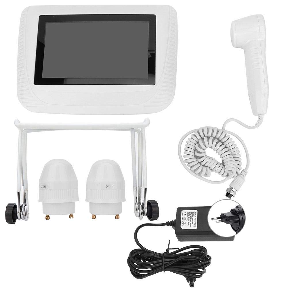 Analizador de Pelo de la Piel, 5 en 50X/200X Lente escáner Digital Detector Cuero Cabellado escáner Recargable detección de Humedad Aceite folículo piloso Cuero Cabellado probador pigmentos Piel(EU)